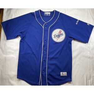 Los Angeles Dodgers Size M Blue Buttondown Logo MLB Dynasty Series Jersey